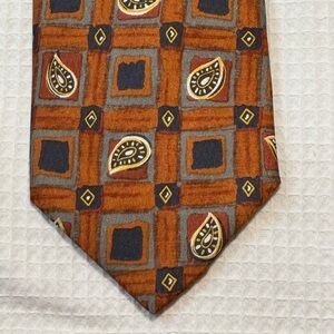 Vintage Canali Brown Paisley & Geometric Silk Tie made in Italy